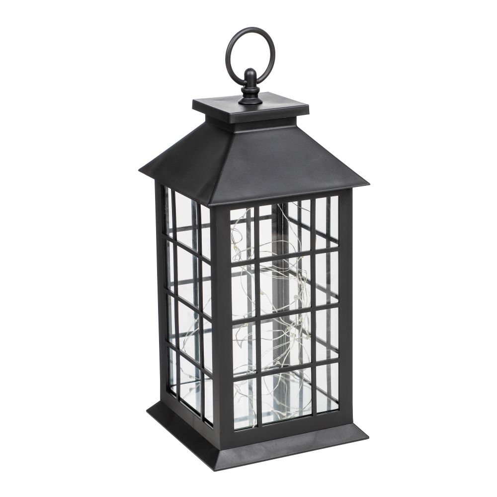 Haushalt International LED-Laterne mit Kupferlichterkette ca. 14 x 14 x 31,5cm