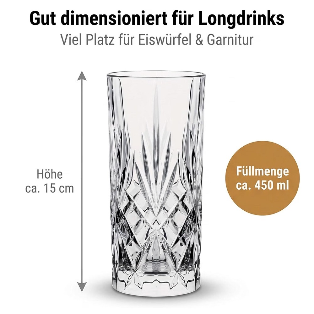 Der-Porzellan-Laden by Pasabahce Timeless Longdrink 450 ml 4er Set