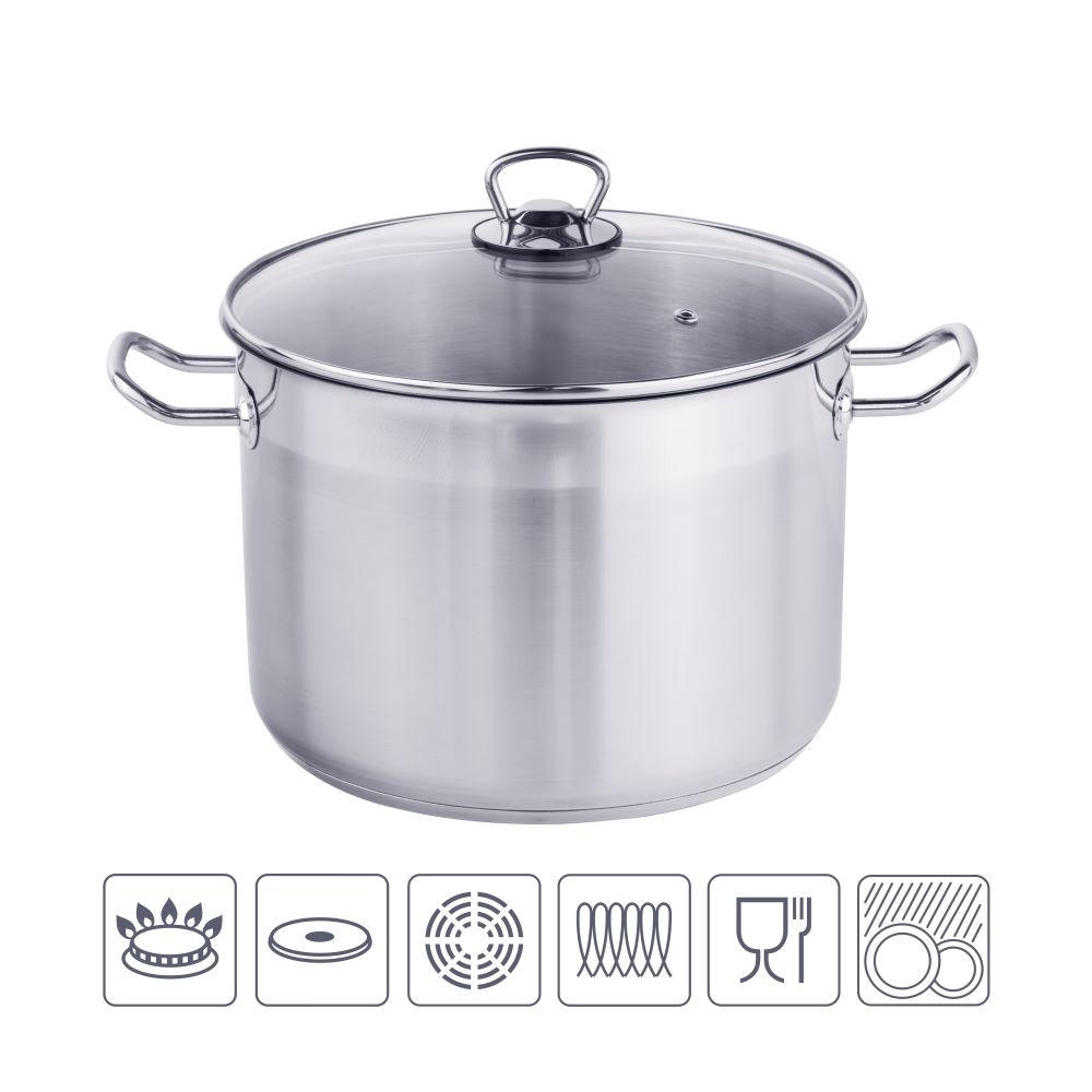 Haushalt International Universaltopf mit Glasdeckel 10L Maße: ca. Ø: 26 x H: 18cm