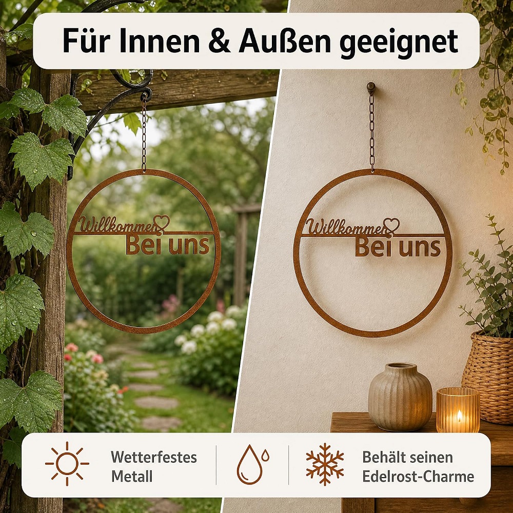Schild " Willkommen Bei Uns " Ø 30cm