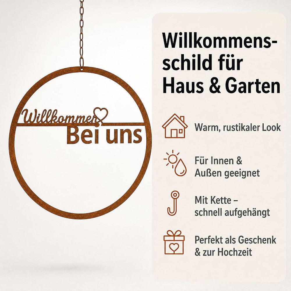 Schild " Willkommen Bei Uns " Ø 30cm