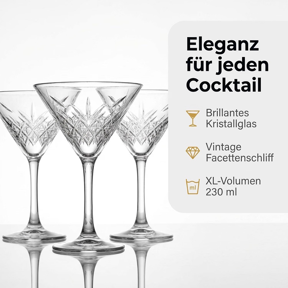 Der-Porzellan-Laden by Pasabahce Timeless Martiniglas XL 230 ml 4er Set