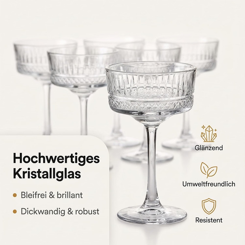 Der-Porzellan-Laden by Pasabahce Elysia Champagner Coupe 260 ml 6er Set