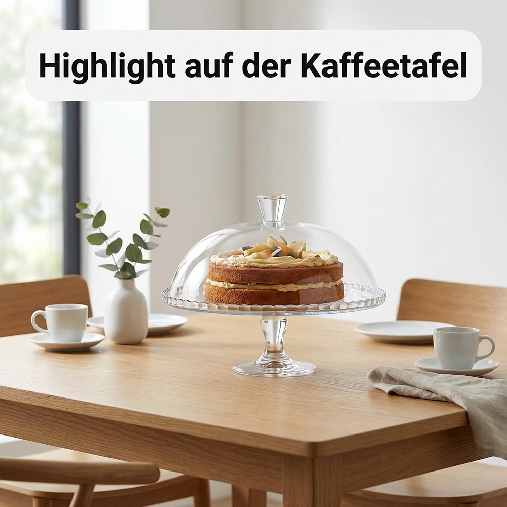 Der-Porzellan-Laden by Pasabahce Patisserie Servierplatte auf Fuß mit Haube
