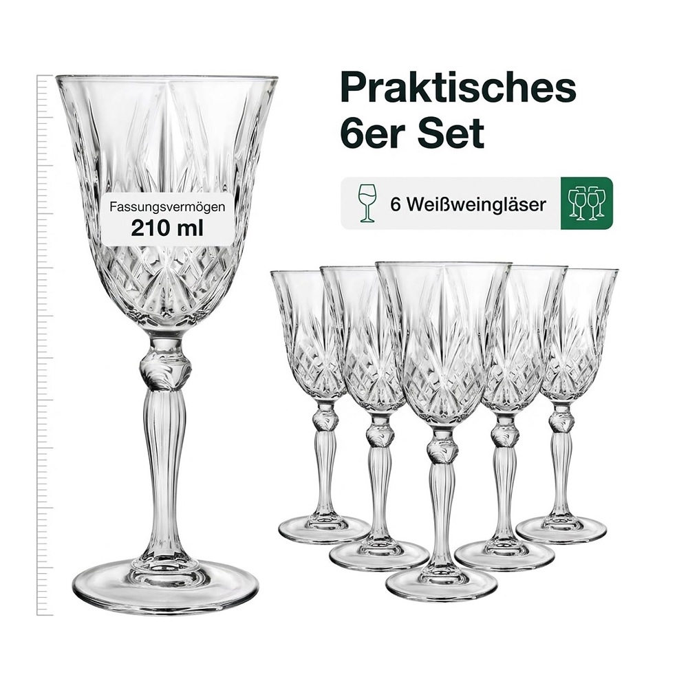 Der-Porzellan-Laden by RCR Melodia Goblet 3 Weißwein 210 ml 6er Set