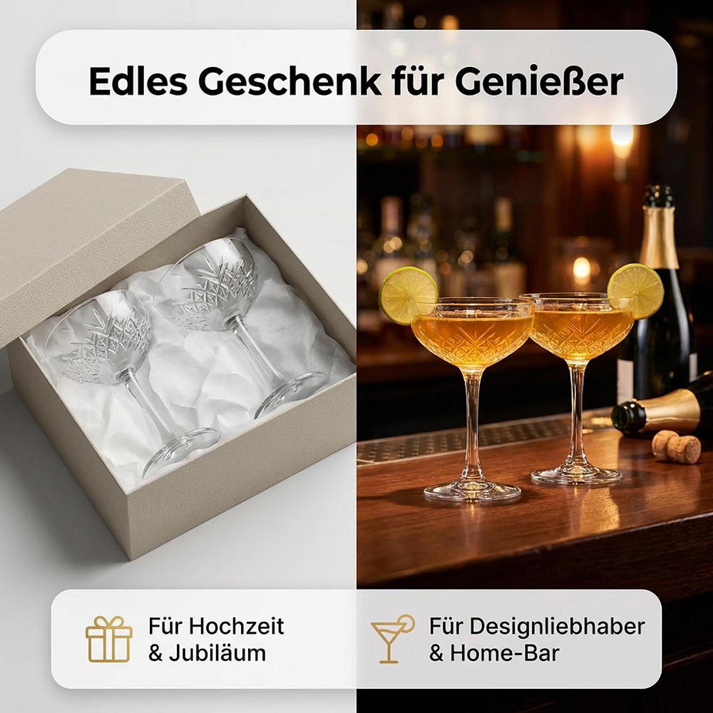 Der-Porzellan-Laden by Pasabahce Timeless Sekt/Cocktailschale 270 ml 4er Set