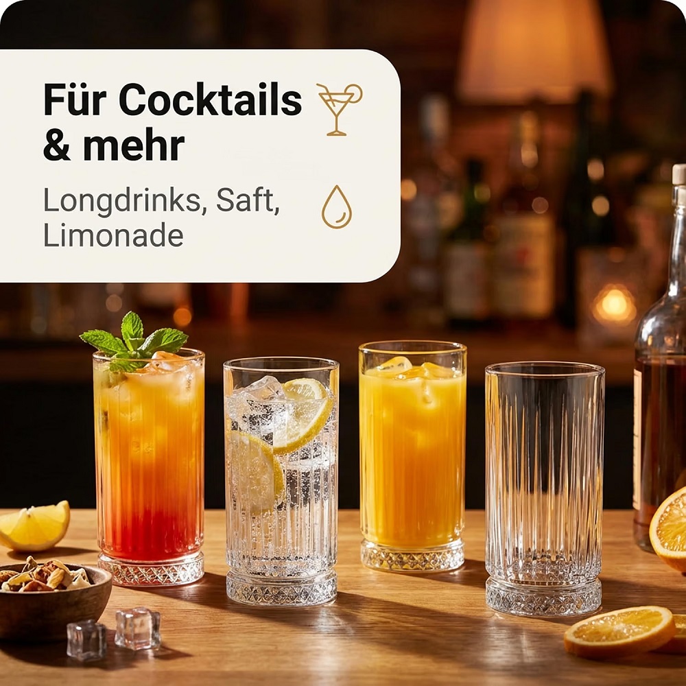 Der-Porzellan-Laden by Pasabahce Elysia Longdrinkglas 280 ml 4er Set