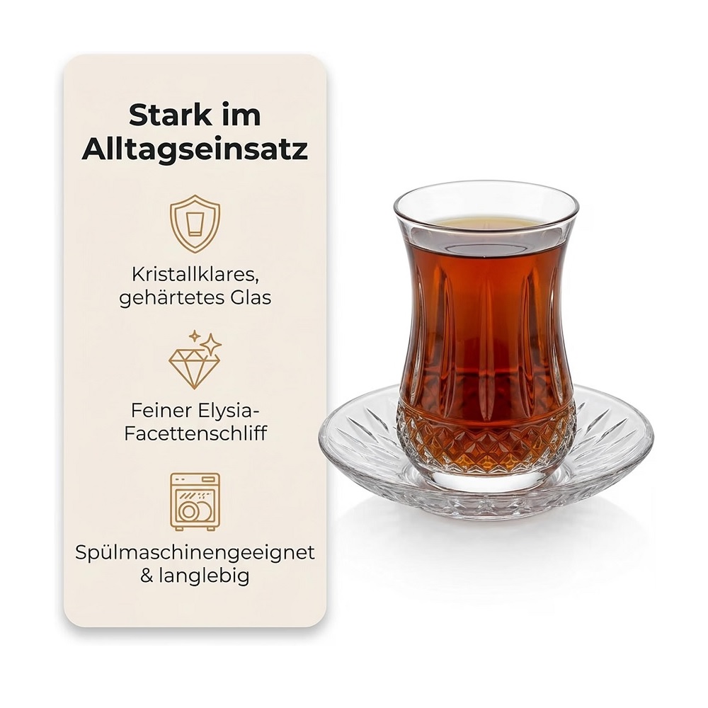 Der-Porzellan-Laden by Pasabahce Elysia Teeset Tasse mit Untertasse 12tlg.