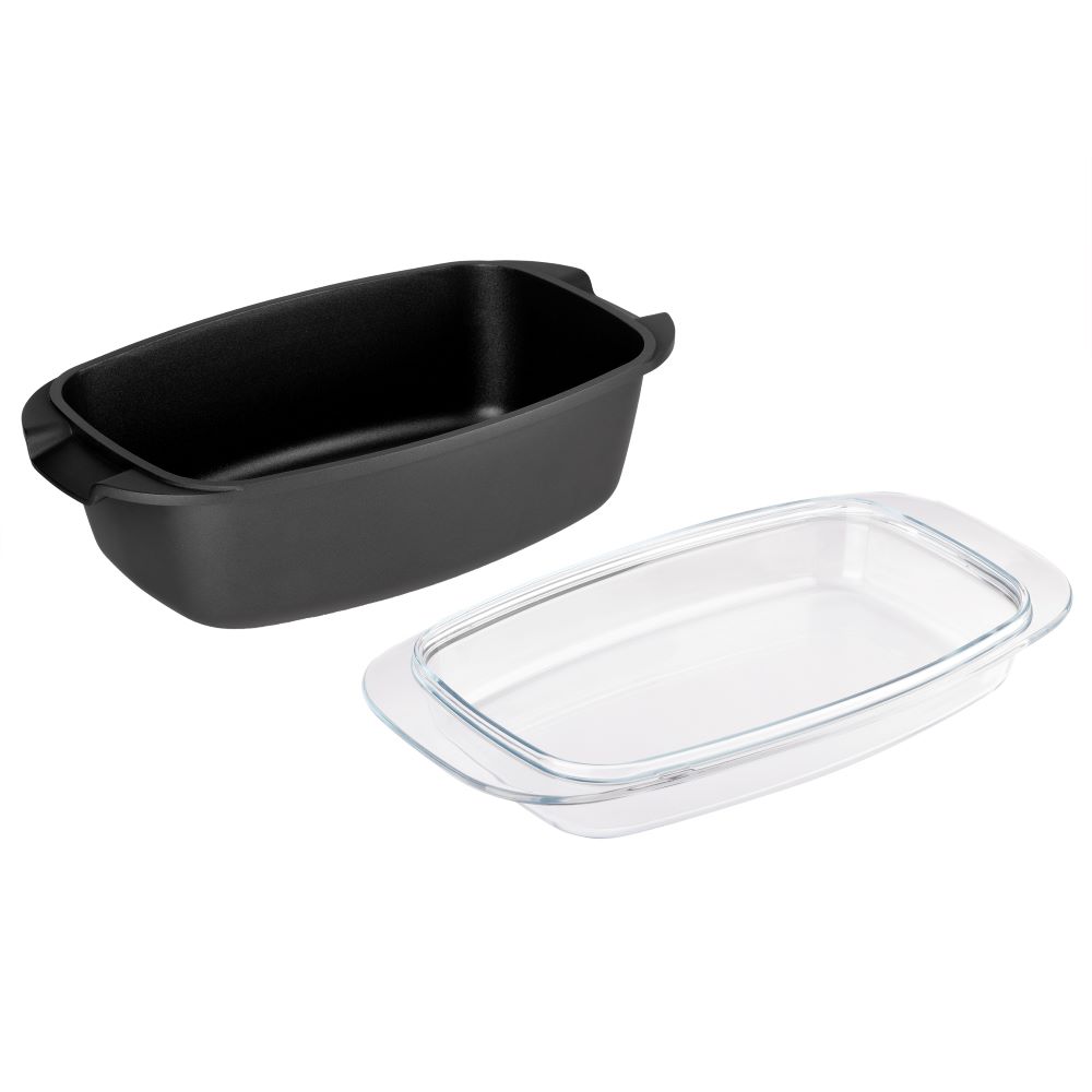 Haushalt International Aluguss-Bräter mit Glasdeckel Maße: ca. 39 x 22 x 16cm