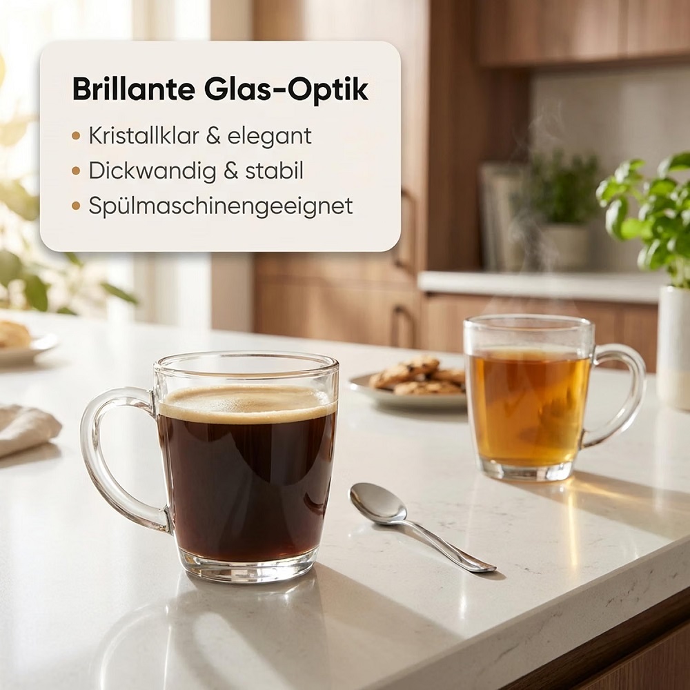 Der-Porzellan-Laden by Pasabahce Basic Henkeltasse 350 ml 2er Set