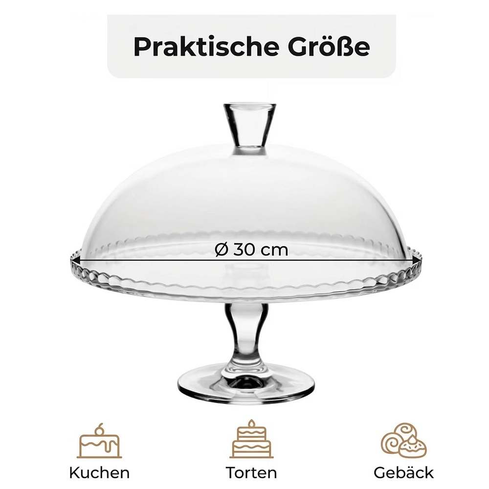 Der-Porzellan-Laden by Pasabahce Patisserie Servierplatte auf Fuß mit Haube