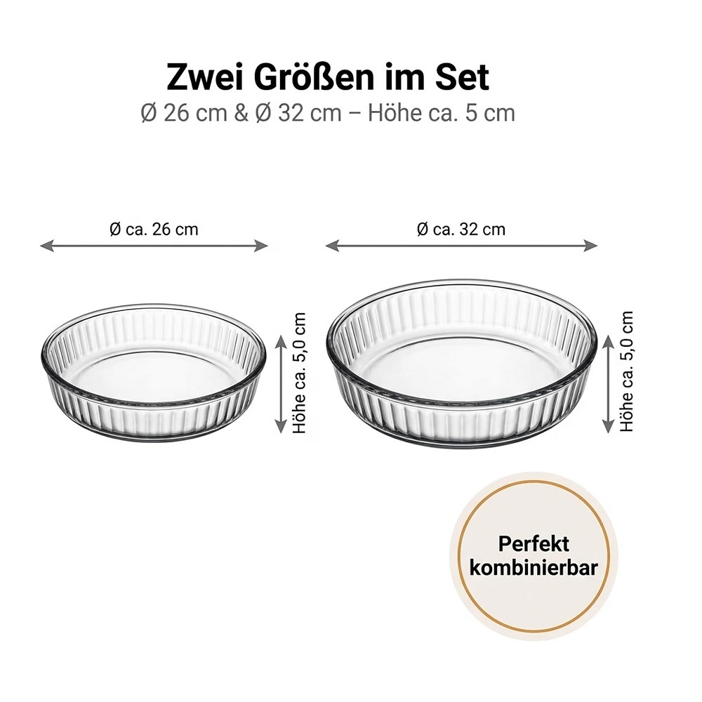 Der-Porzellan-Laden by Pasabahce Borcam Ofenschalen Set rund 26/32 cm 2tlg.