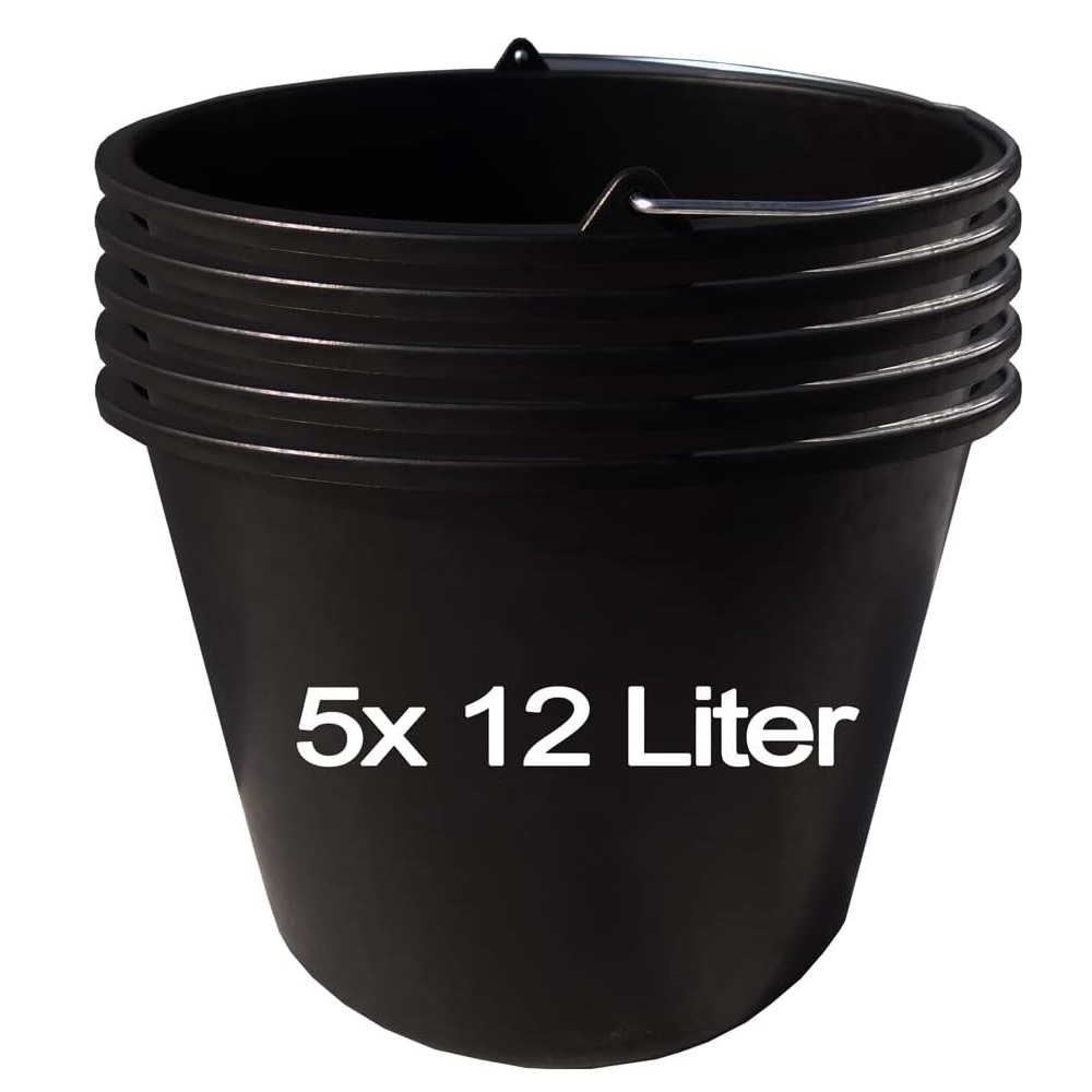 Prosperplast Eimer BUCKET 12 Liter - schwarz 5er set