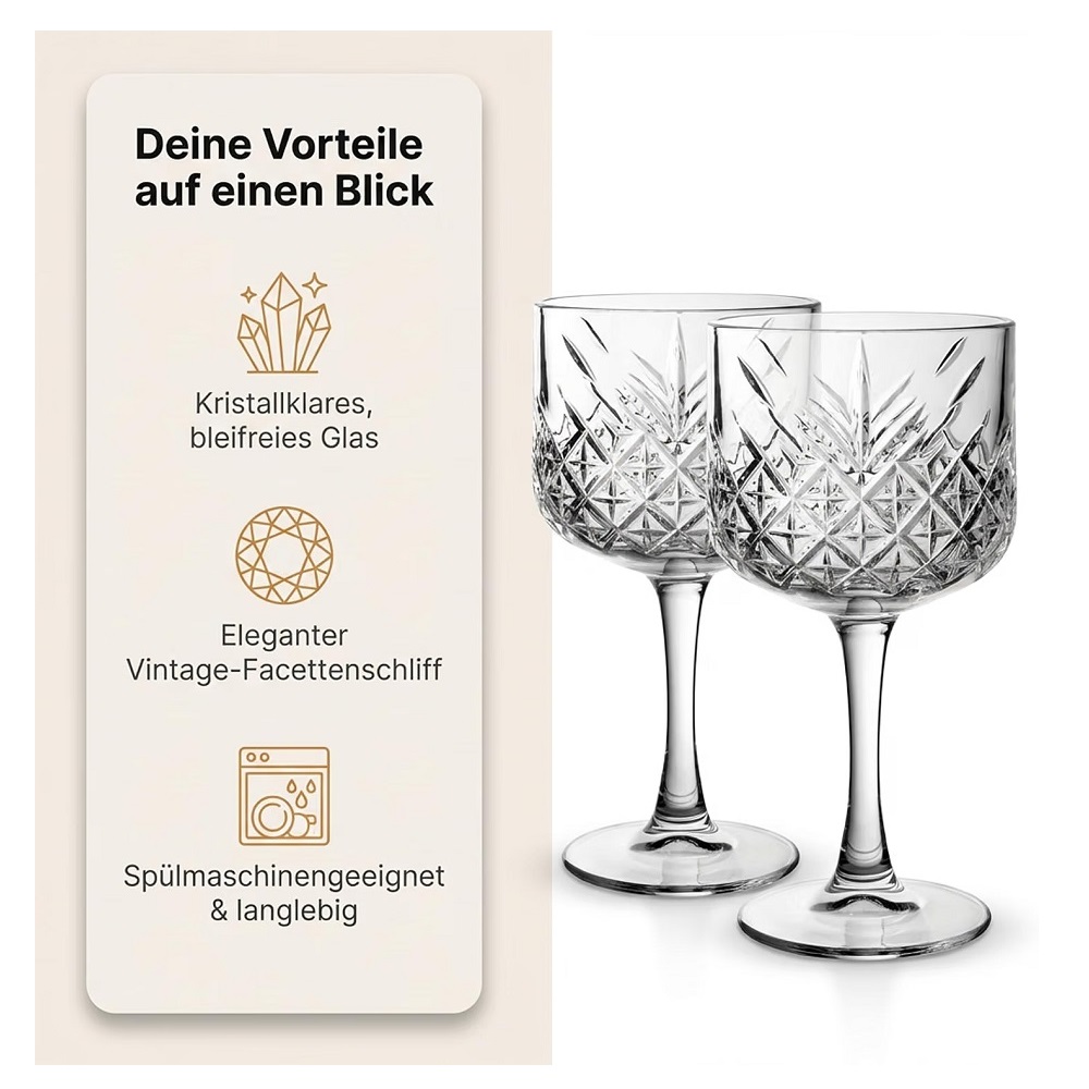 Der-Porzellan-Laden by Pasabahce Timeless Cocktailglas 490 ml 4er Set