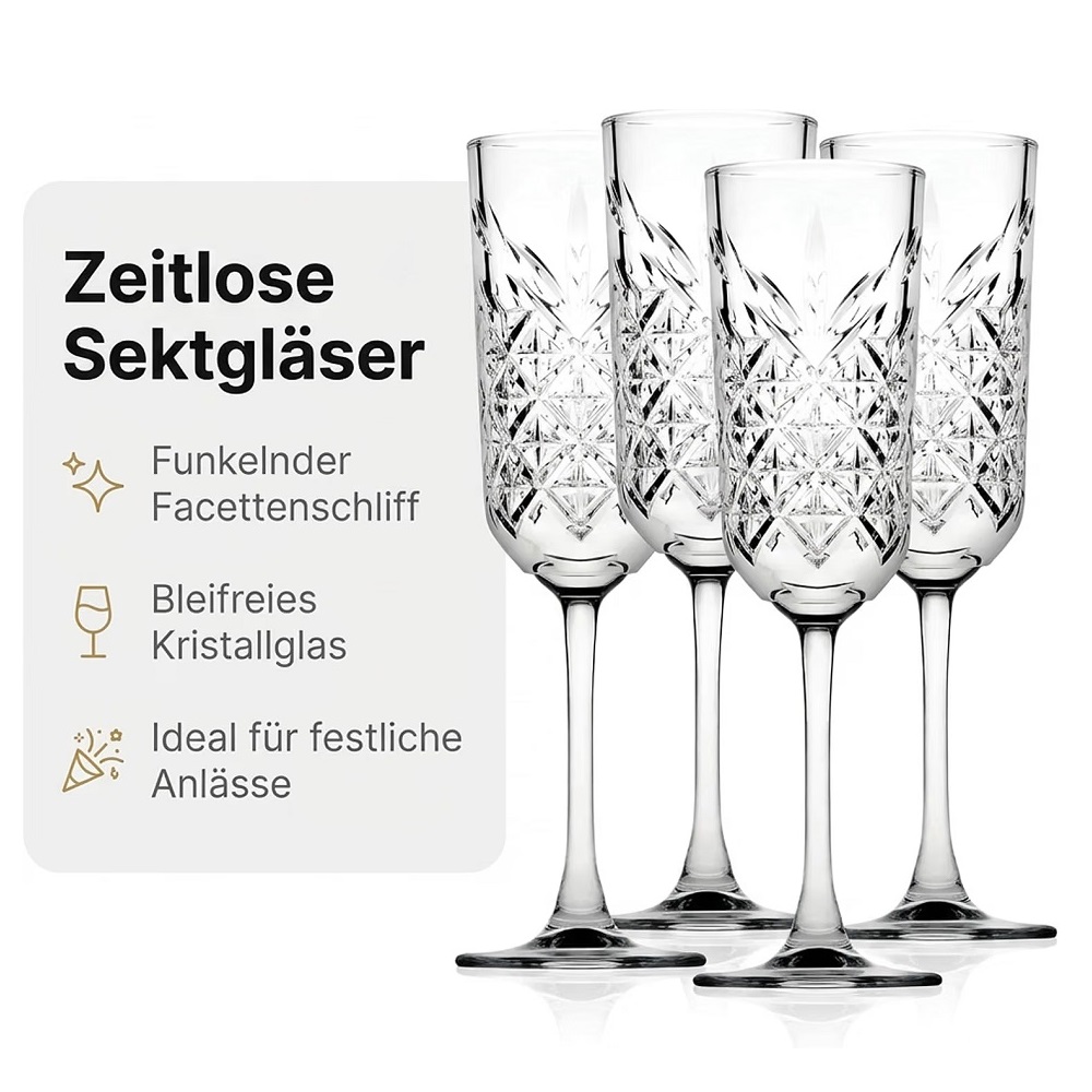 Der-Porzellan-Laden by Pasabahce Timeless Sektkelch 175 ml 4er Set