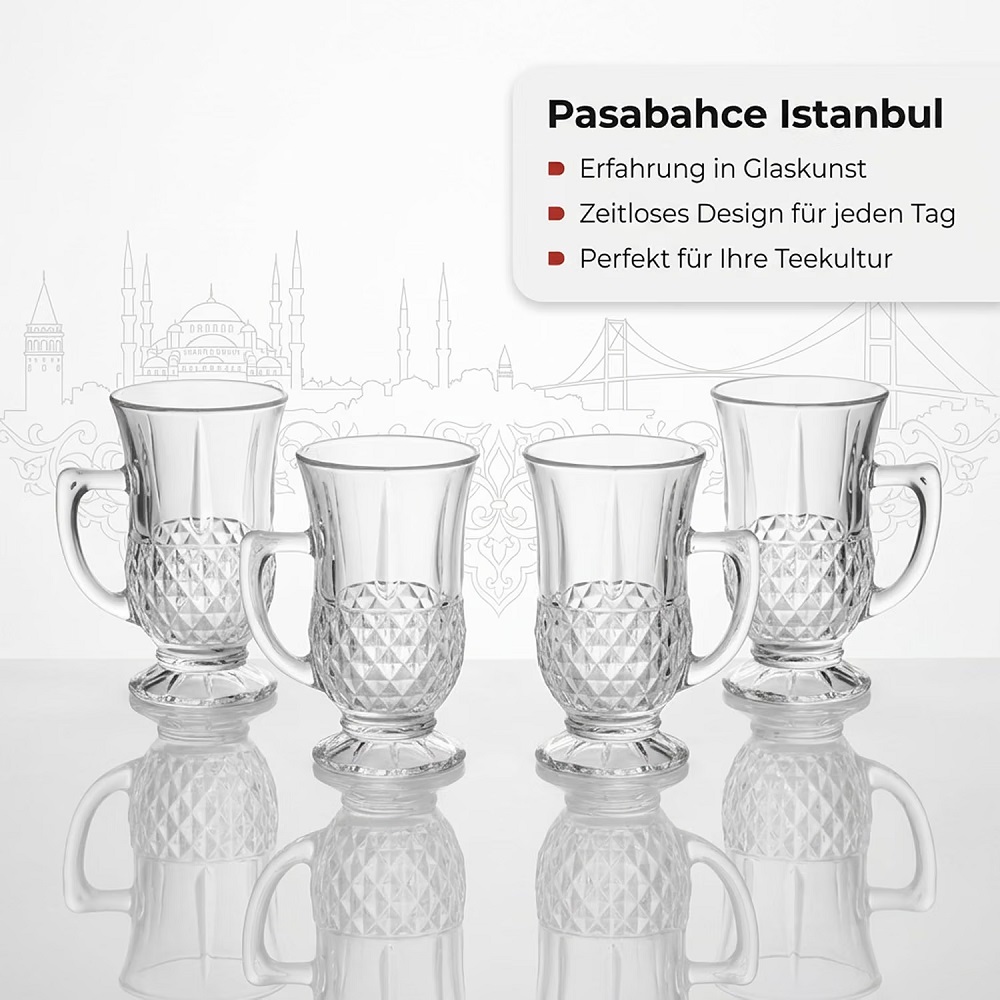 Der-Porzellan-Laden by Pasabahce Istanbul Teeglas mit Henkel 6er Set
