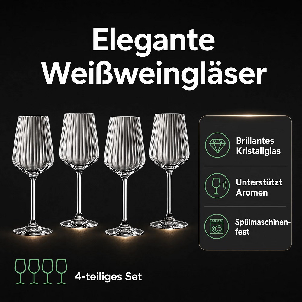Der-Porzellan-Laden by Spiegelau Lifestyle Weißweinglas 440 ml 4er Set