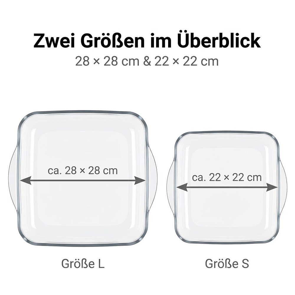 Der-Porzellan-Laden by Pasabahce Borcam Ofenschalen Set eckig 28x28/22x22 cm