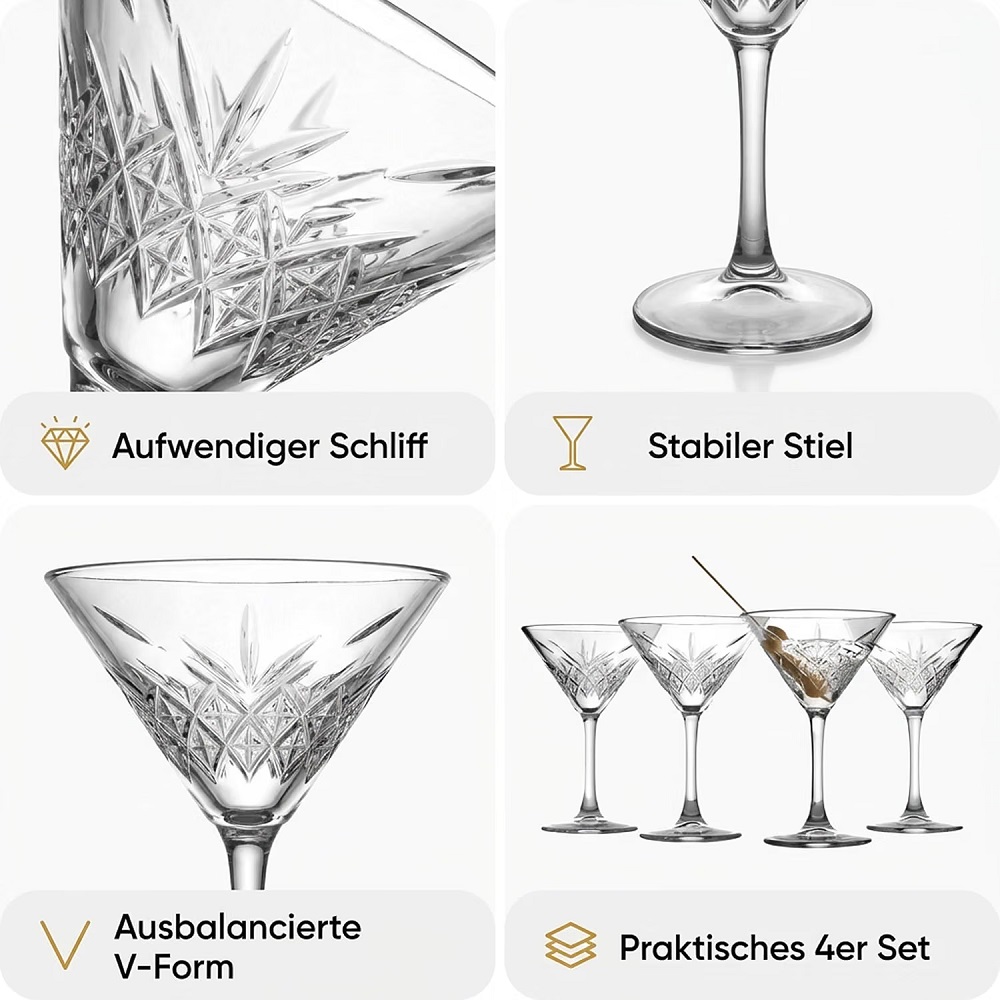 Der-Porzellan-Laden by Pasabahce Timeless Martiniglas XL 230 ml 4er Set