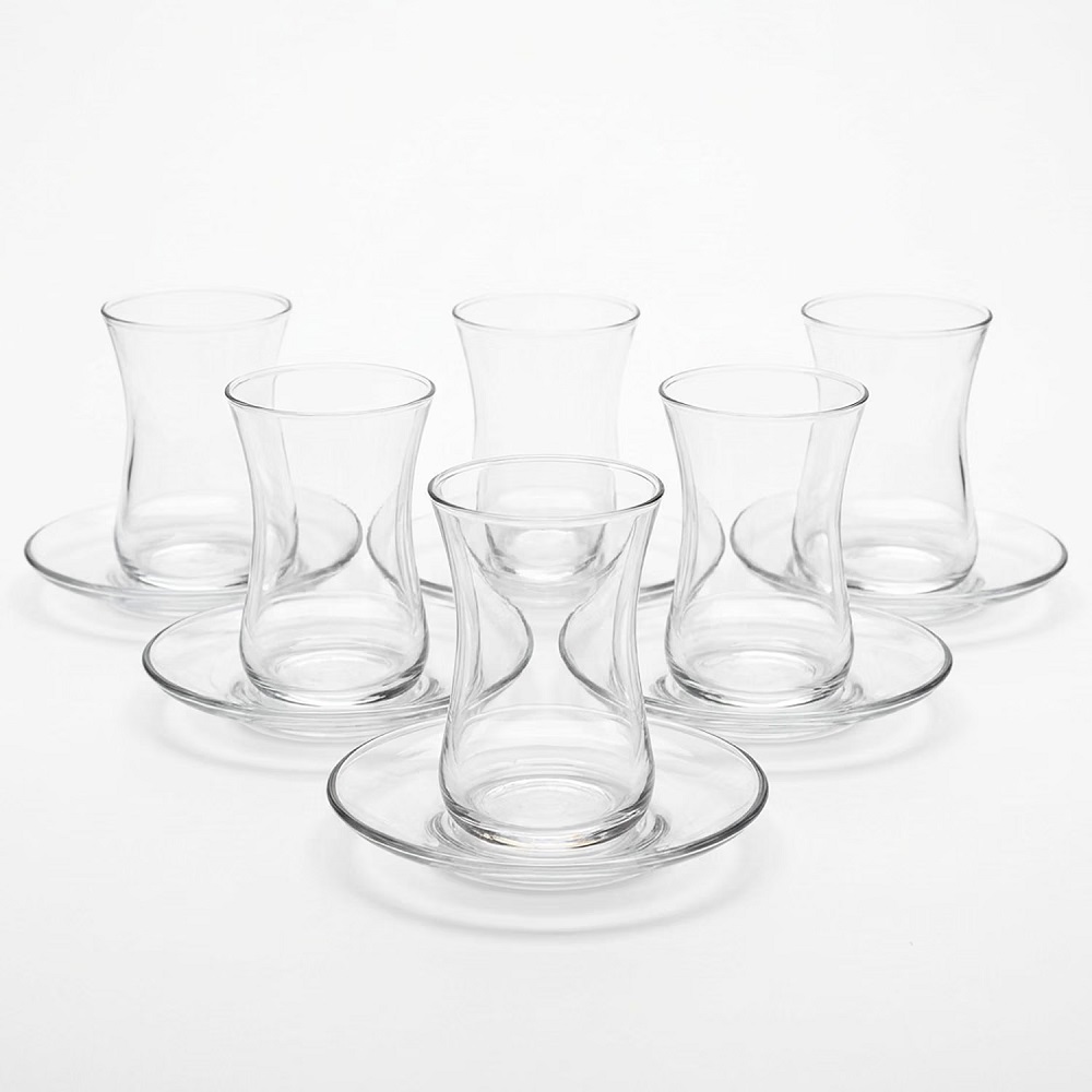 Der-Porzellan-Laden by Pasabahce Heybeli Teeglas mit Untertasse 160 ml 6er Set