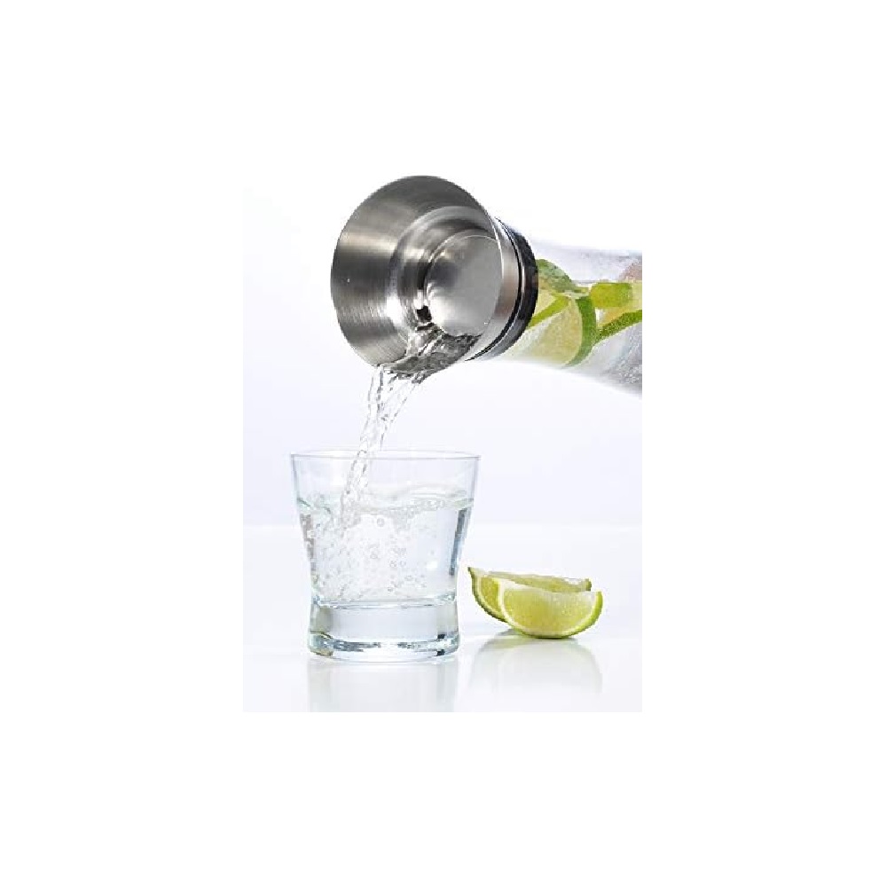 Haushalt International Wasserkaraffe aus Glas, 1 Liter mit Ausgießer