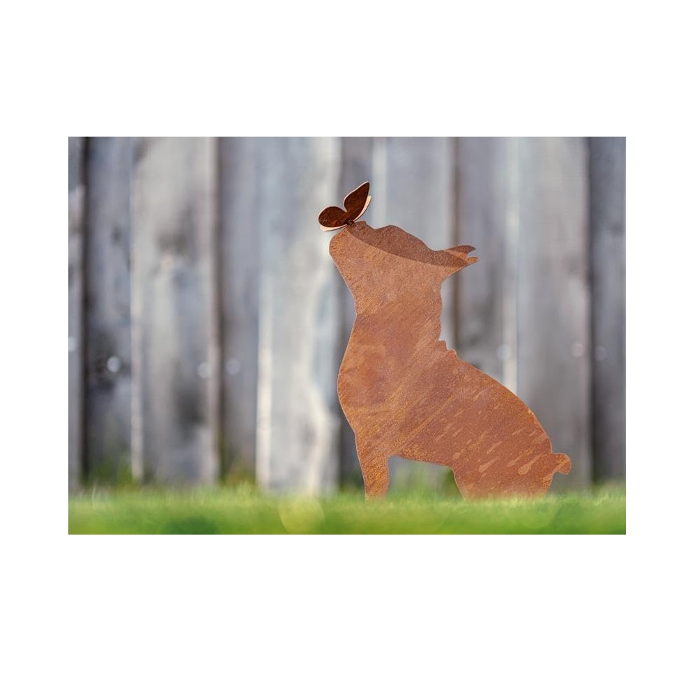 Hund  auf Platte 40x30cm mit Schmetterling