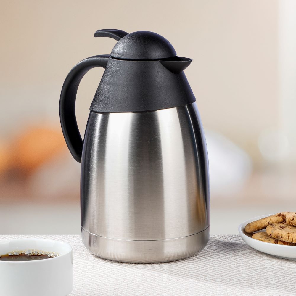 Haushalt International Isolierkanne 1,5 Liter doppelwandiger mattierter Edelstahl