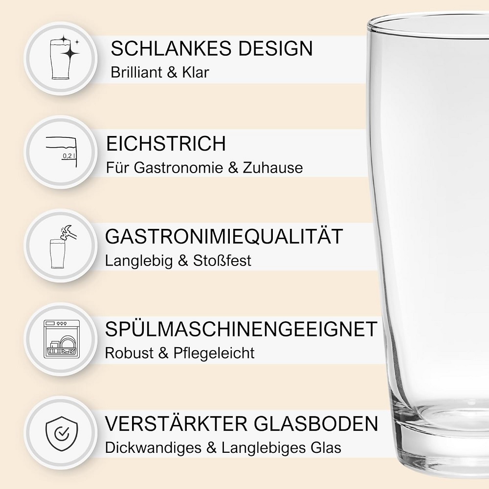 Der-Porzellan-Laden Becher 265 ml geeicht auf 200 m 6er Set