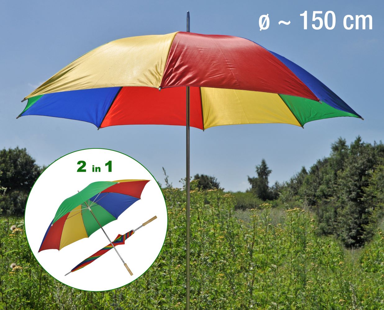 Haushalt International Sonnenschirm 2 in 1 Höhe ca. 180 cm