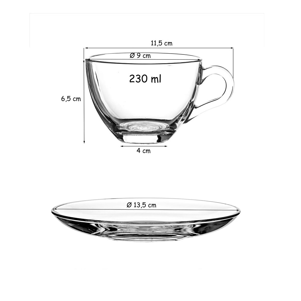 Pasabahce Basic Tasse mit Untertasse 12 tlg.