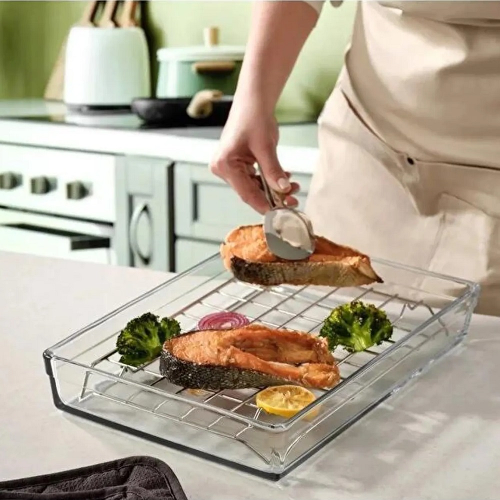 Pasabahce Borcam Auflaufform rechteckig 36,7x25,7x6 cm mit Grillrost