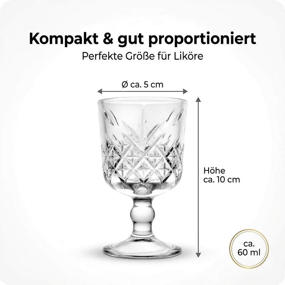 Der-Porzellan-Laden by Pasabahce Timeless Likör/Schnapsglas 60 ml 6er Set