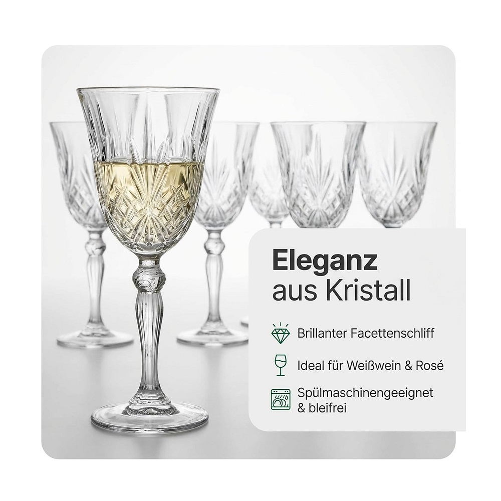 Der-Porzellan-Laden by RCR Melodia Goblet 3 Weißwein 210 ml 6er Set