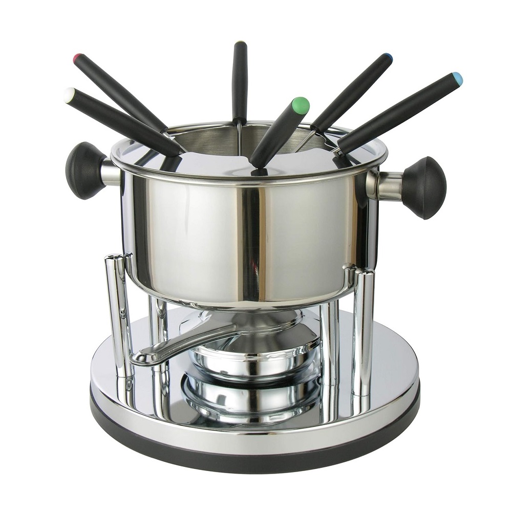 Haushalt International Fondue-Set aus Edelstahl 10-tlg. Durchm. ca. 17-18,3 x 9,5 (H) cm
