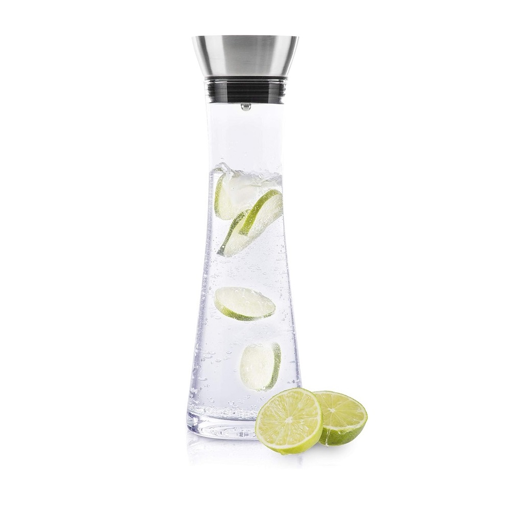 Haushalt International Wasserkaraffe aus Glas, 1 Liter mit Ausgießer