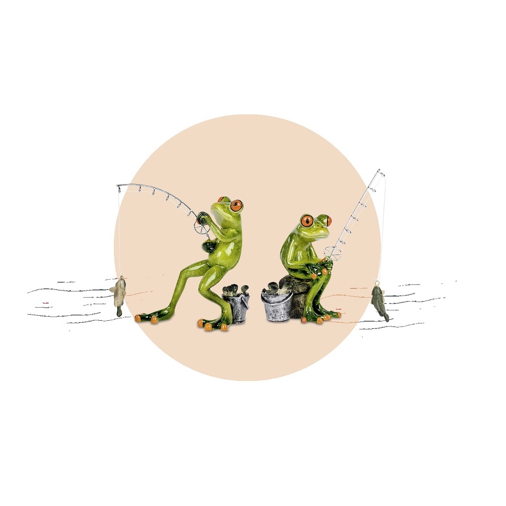 Formano Frosch Angler mit Fisch Poly