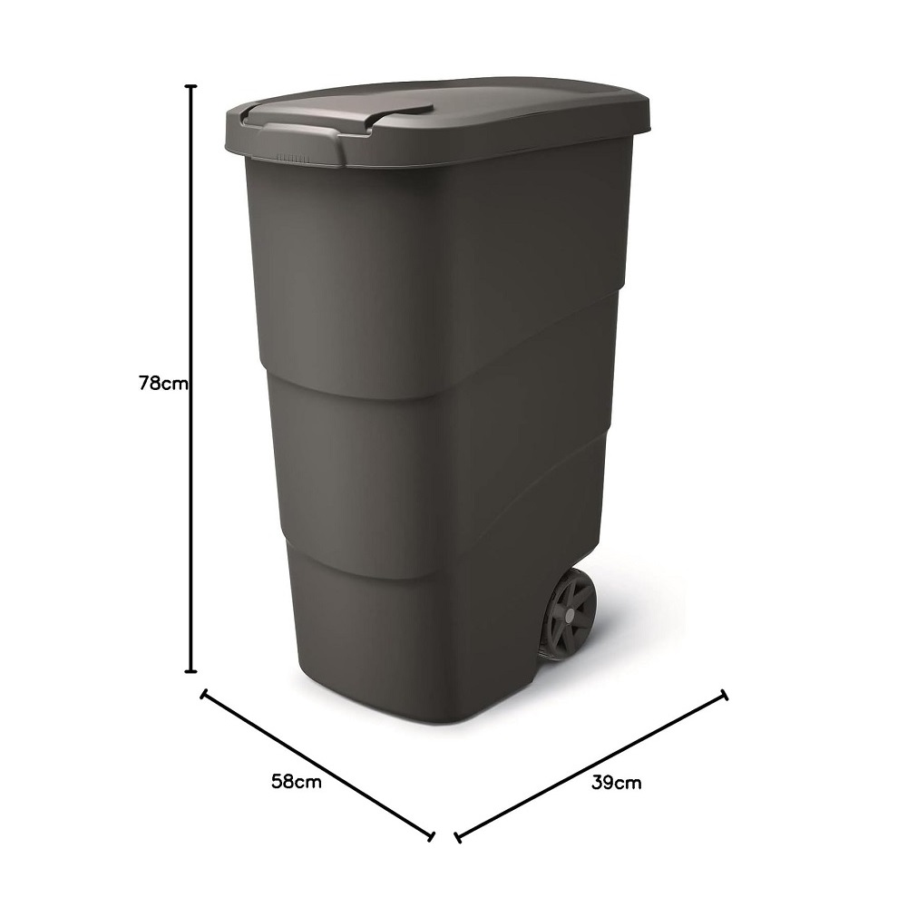 Prosperplast Mobiler Mülleimer bin WHEELER 90 L - recycled black