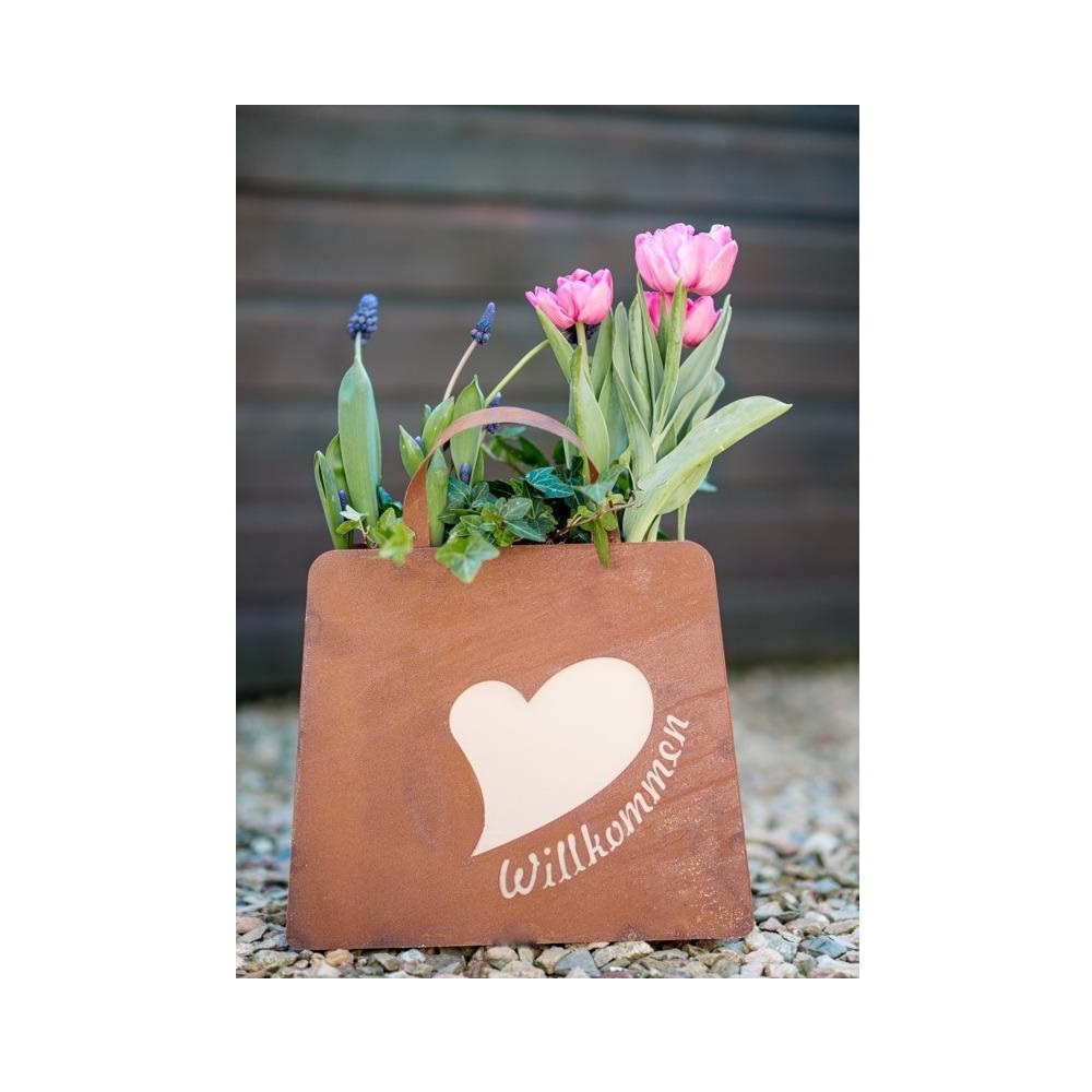 Tasche zum Bepflanzen Willkommen 32x27x12 cm