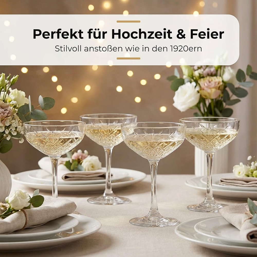 Der-Porzellan-Laden by Pasabahce Timeless Sekt/Cocktailschale 270 ml 4er Set