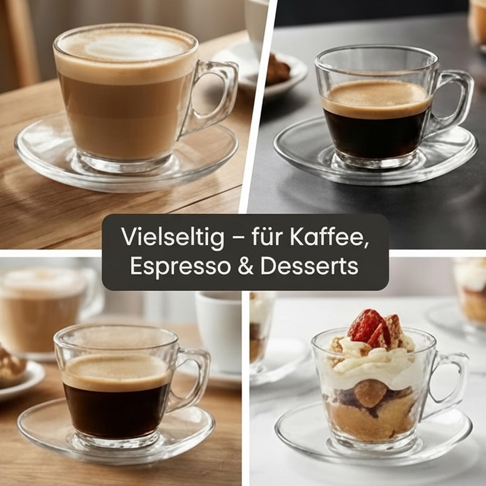 Der-Porzellan-Laden by Pasabahce Vela Kaffeetassenset Tasse und Untertasse 12tlg.