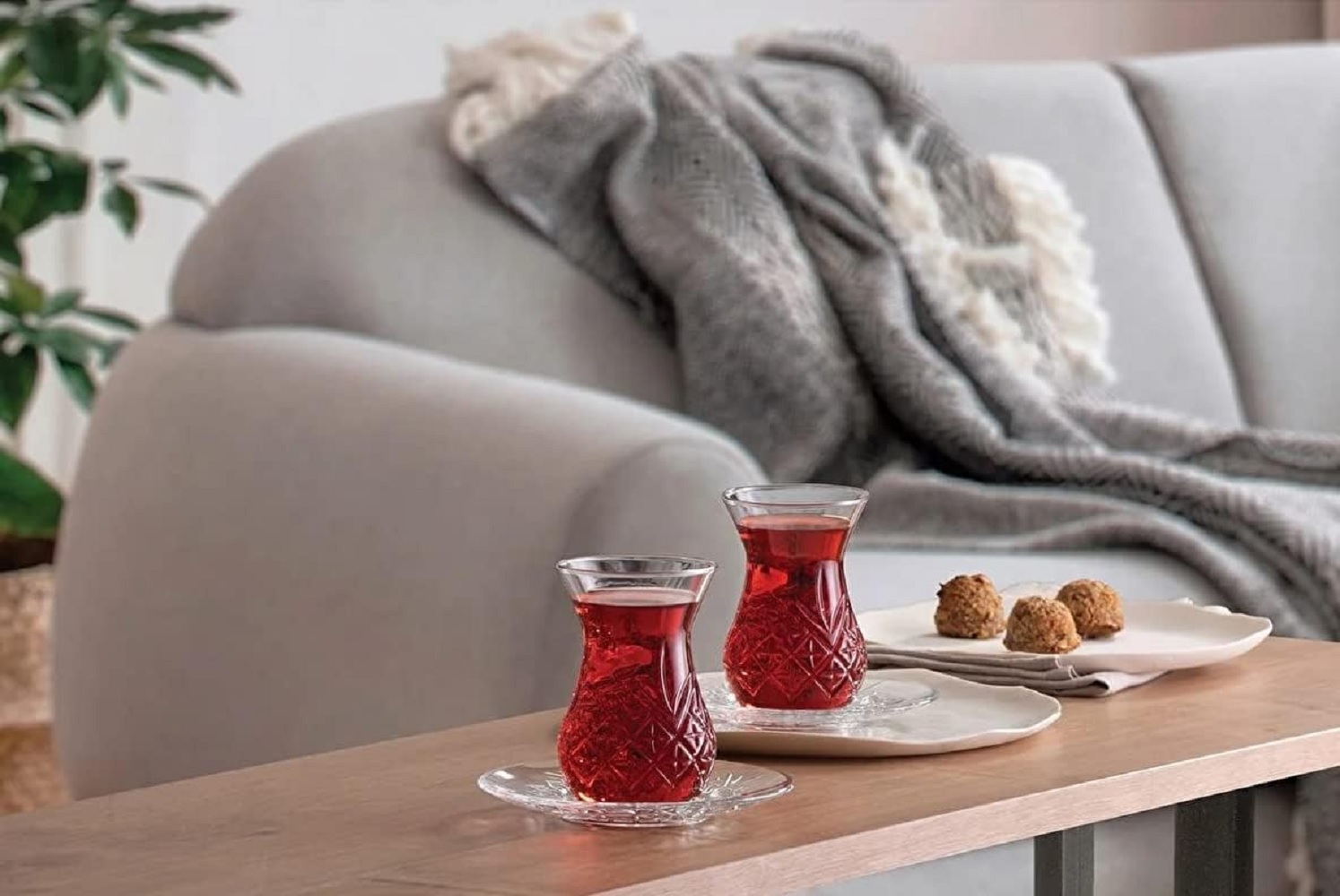 Pasabahce Timeless Teeset Tasse mit Untertasse 12tlg.