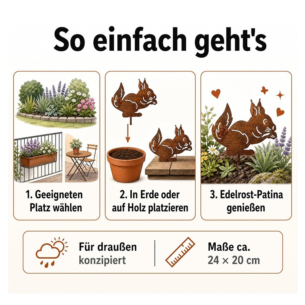 Eichhörnchen mit Nuss zum Schrauben A 16x13 cm