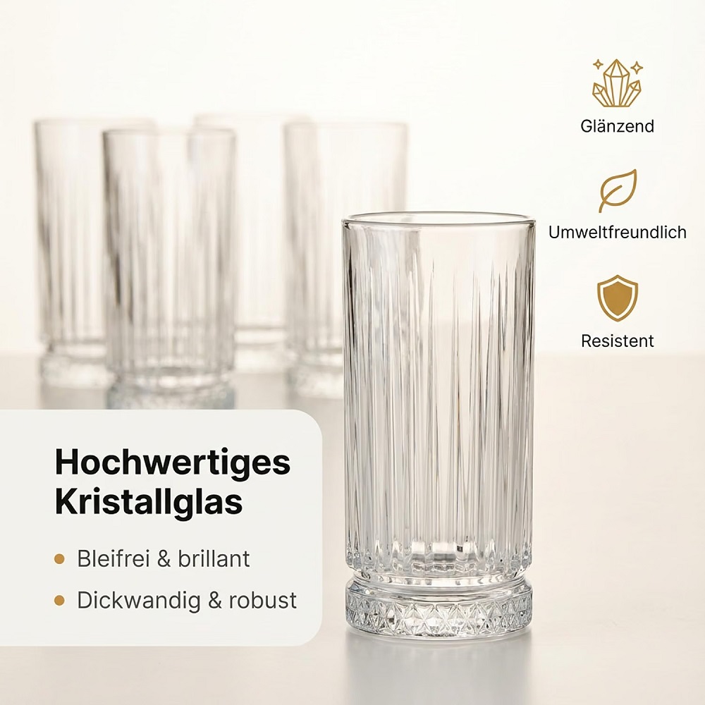 Der-Porzellan-Laden by Pasabahce Elysia Longdrinkglas 280 ml 4er Set