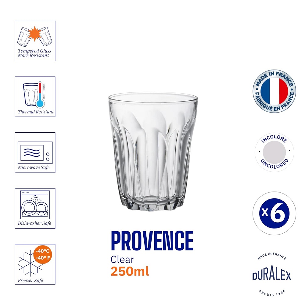 Duralex Provence Becher 250 ml 6er Set