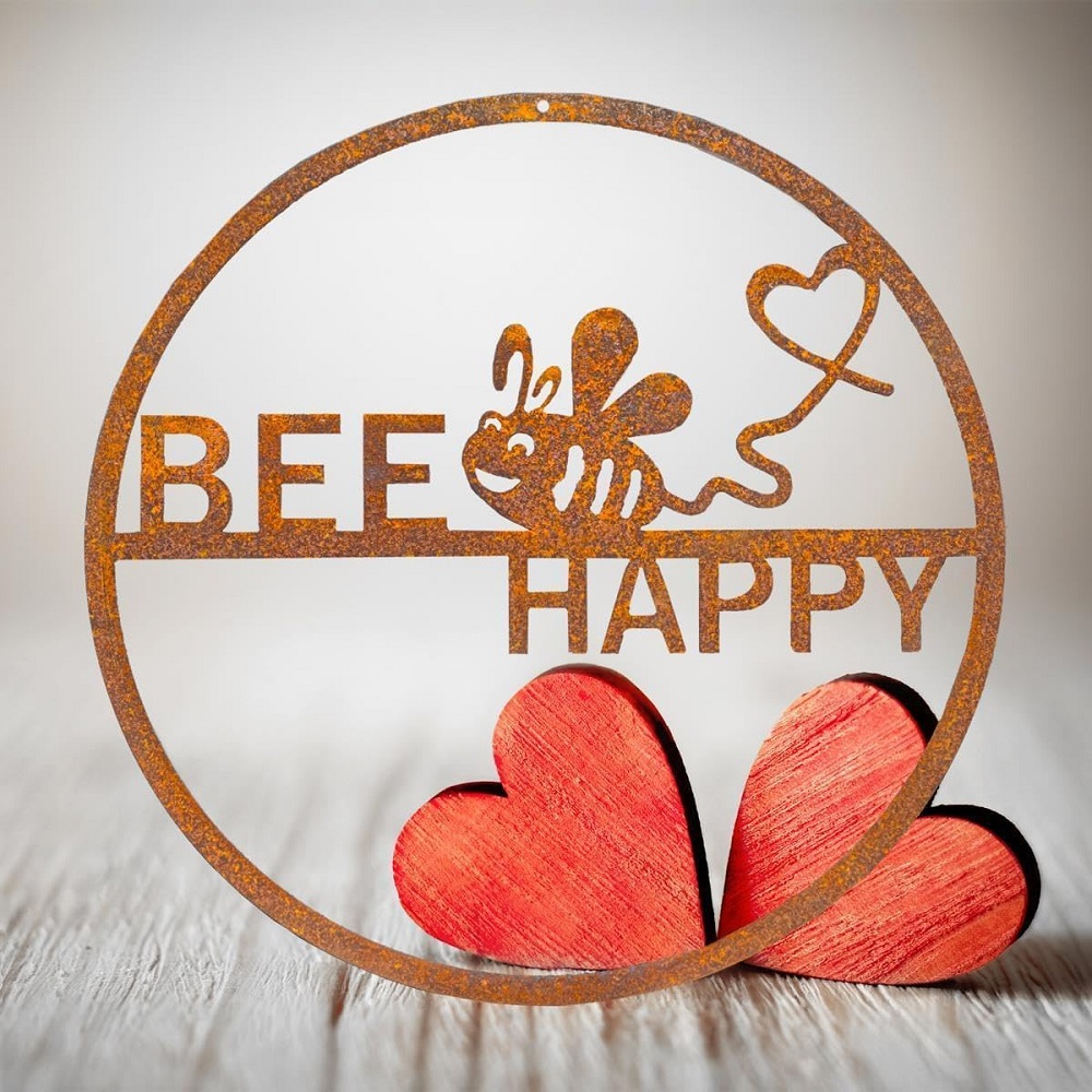 Schild Rund "Be Happy" Ø 25cm