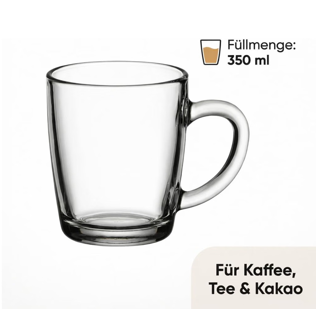 Der-Porzellan-Laden by Pasabahce Basic Henkeltasse 350 ml 2er Set