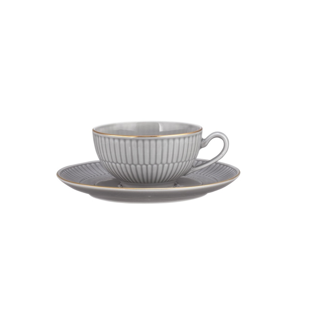 Seltmann Weiden Amina silbergrau/Goldrand Kombi-Untertasse groß 16 cm