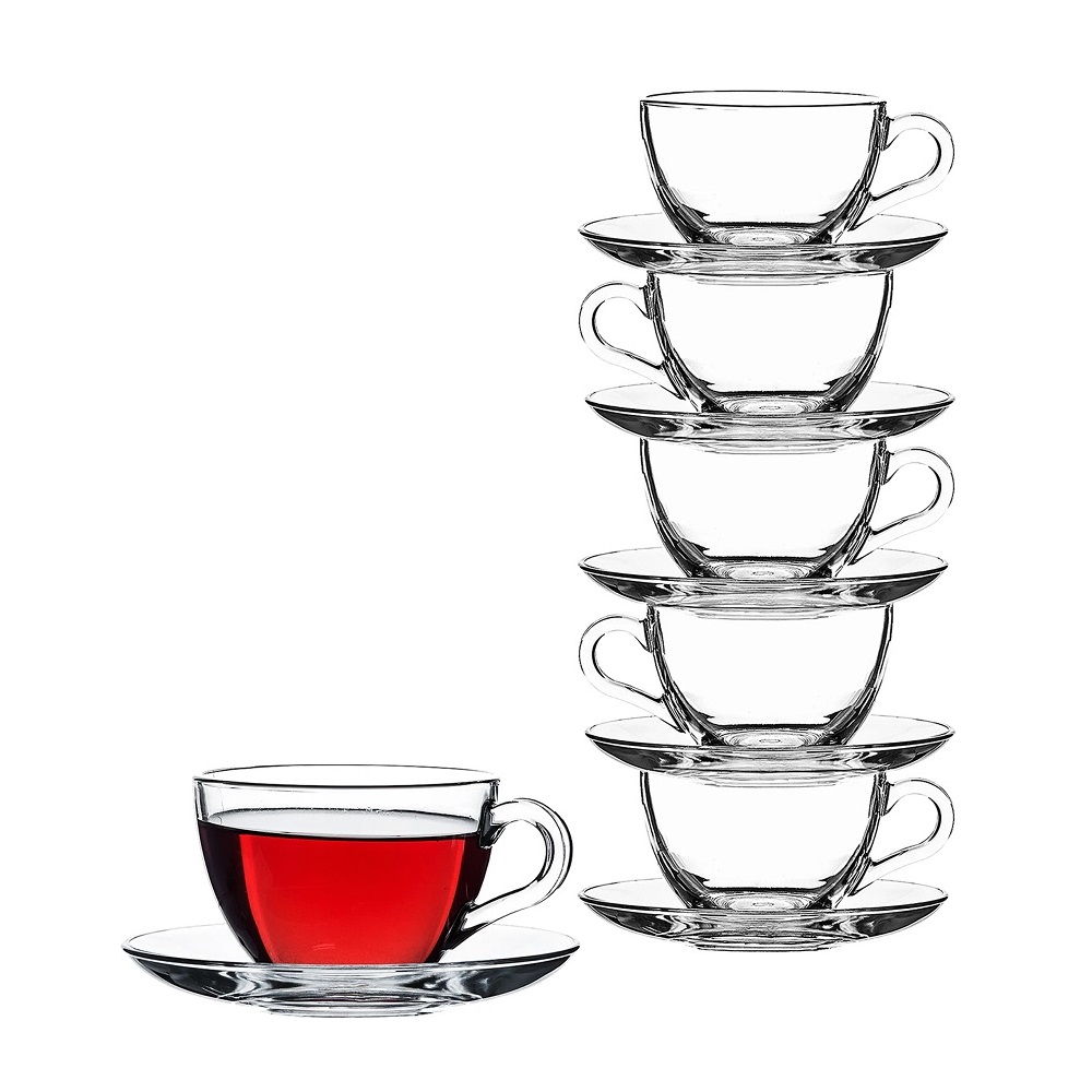 Der-Porzellan-Laden by Pasabahce Basic Tasse mit Untertasse 12 tlg.