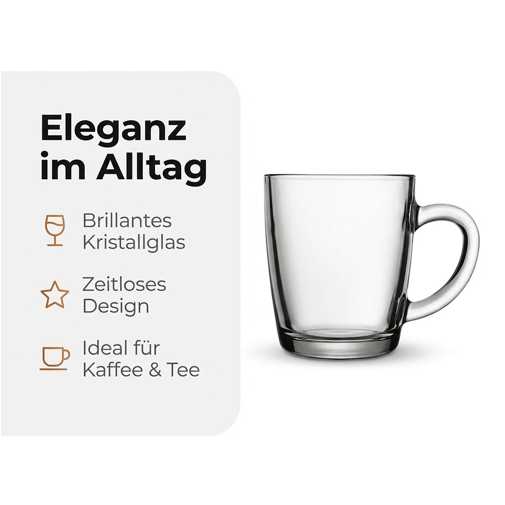 Der-Porzellan-Laden by Pasabahce Basic Henkeltasse 350 ml 6er Set