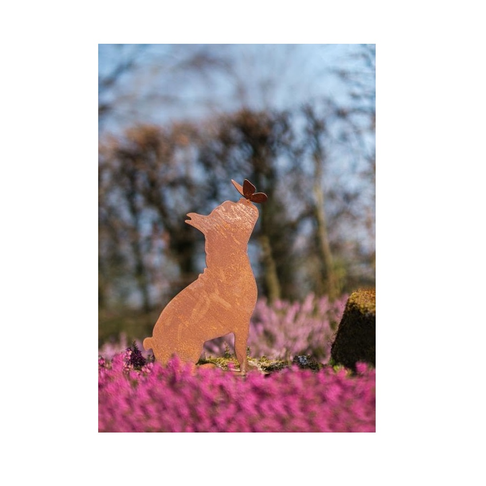 Hund  auf Platte 40x30cm mit Schmetterling